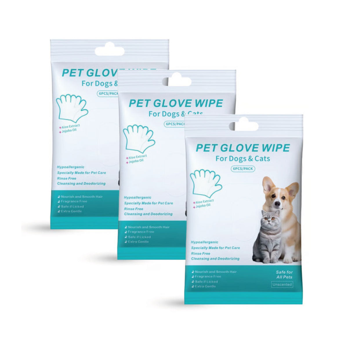 Guanti saponati per cani - Lavaggio Ipoallergenico senza Risciacquo