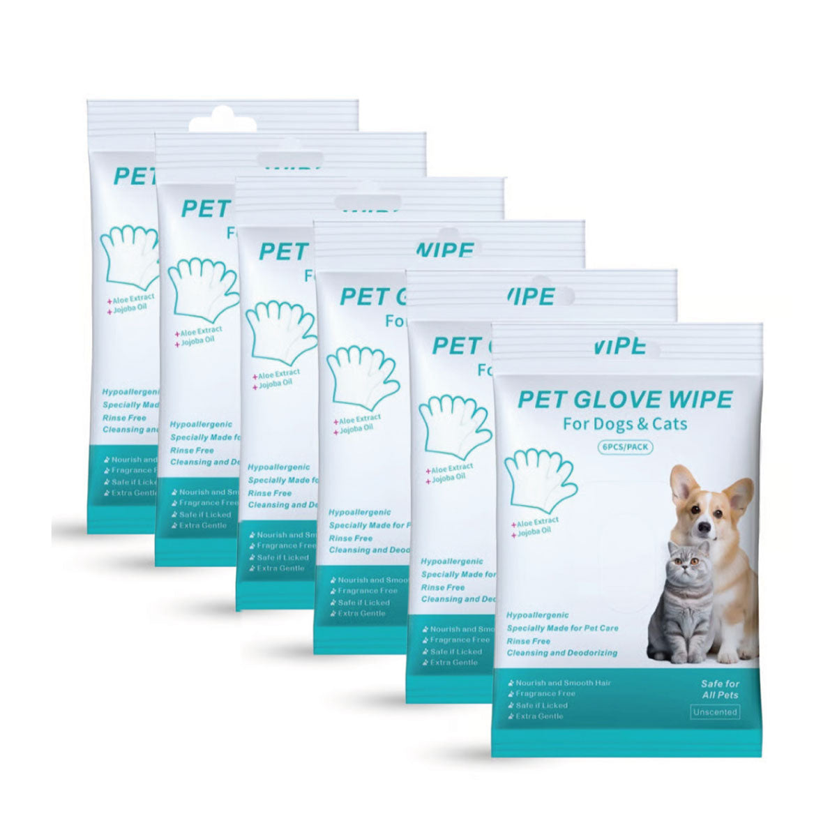 Guanti saponati per cani - Lavaggio Ipoallergenico senza Risciacquo